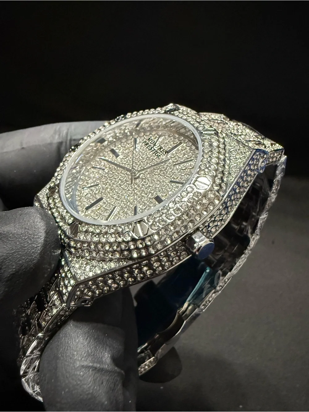 Invicta Silver Tone Pave Crystal Men’s Watch